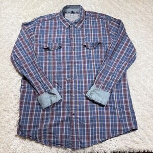 Pepe Jeans Shirt Mens XL Plaid Pearl Snap Indie Y2K Flip Cuff VTG Street Punk